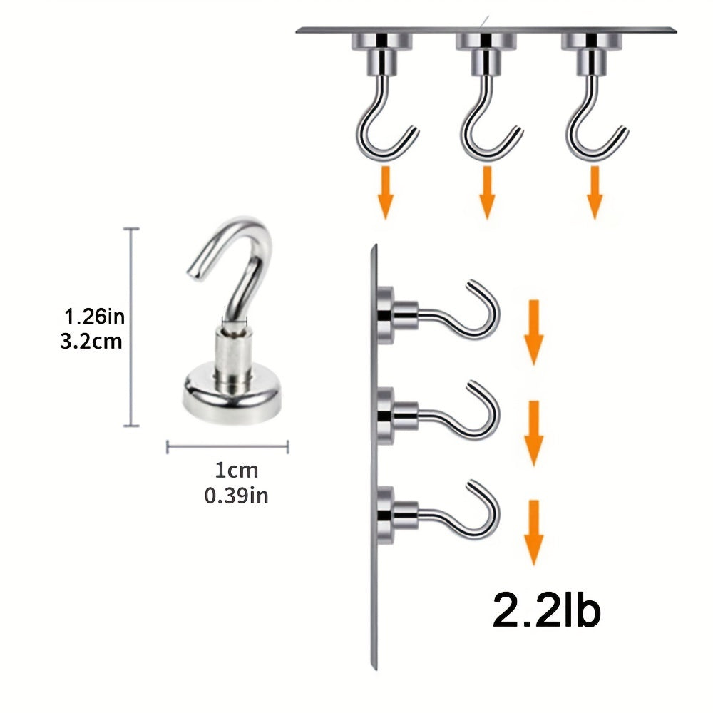 10pcs Strong Magnetic Hooks Heavy Duty Neodymium Magnets Ceiling Hooks