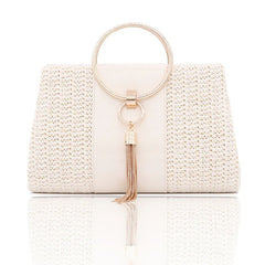 Designer Straw Clutch Bag Tassel Female Shoulder Wedding Party Evening Handbag