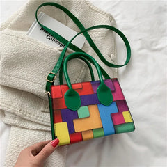 Rainbow Crossbody Shoulder Bag Women Small Square Handbag Clutch Phone Purse