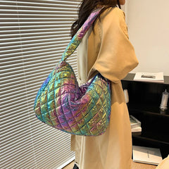 Women's Large Crossbody Bag Winter Handbag Purses Quilted Cotton Pad