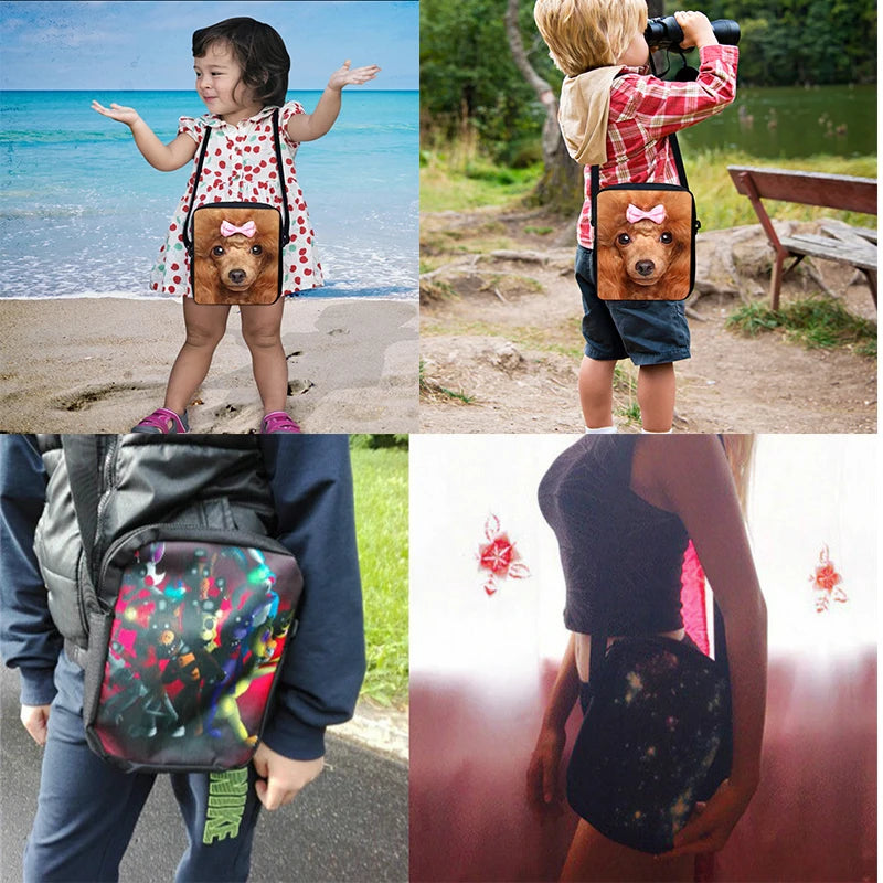 Teenager Kids Crossbody Bag Dinosaur Bicycle Pattern Messenger Bag Women Handbag