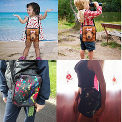 Teenager Kids Crossbody Bag Dinosaur Bicycle Pattern Messenger Bag Women Handbag
