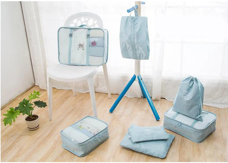 7pcs Luggage Organizer Bag Waterproof Travel Packing Cubes for Clothing Storage
