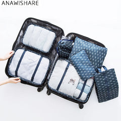 7pcs Luggage Organizer Bag Waterproof Travel Packing Cubes for Clothing Storage