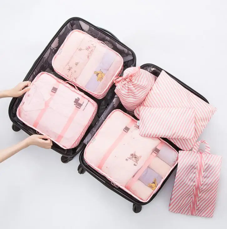 7pcs Luggage Organizer Bag Waterproof Travel Packing Cubes for Clothing Storage