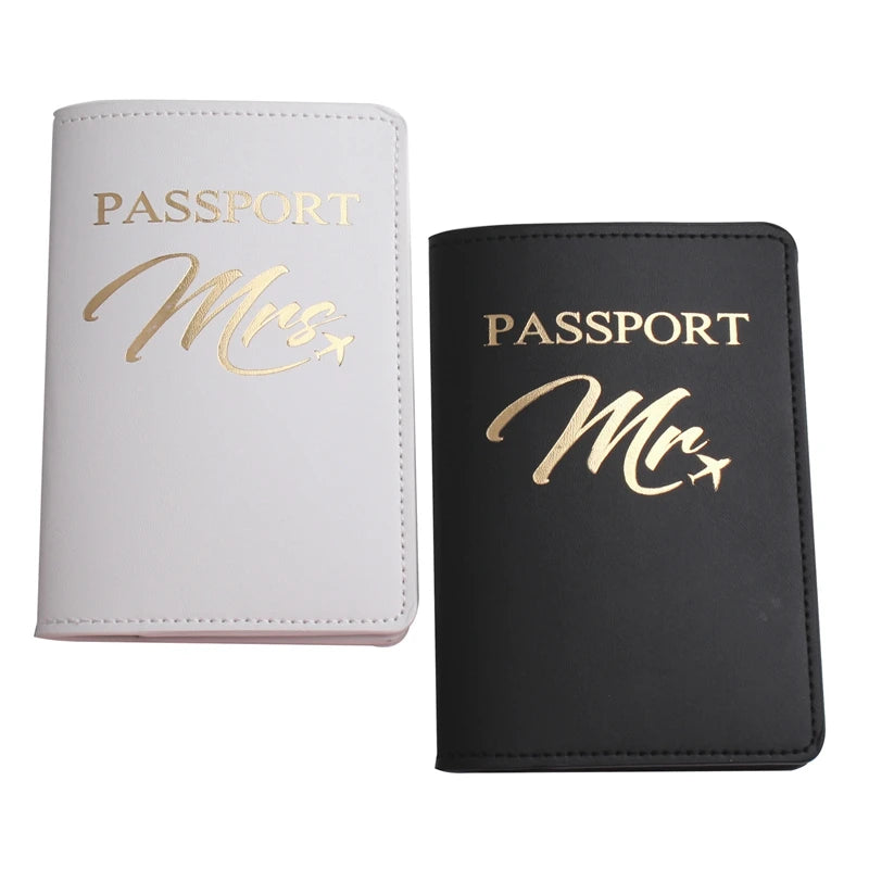 Embroidery Mr Mrs Lover Passport Cover Wedding Travel Case
