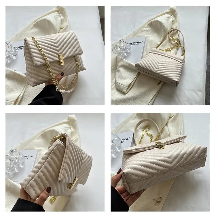 ASHINE V Striped Women Bags Wave Pattern Purses and Handbags