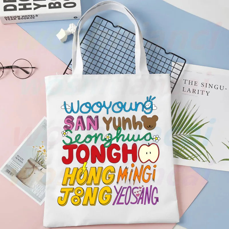 ATEEZ Kpop Collection Canvas Bag Large Handbag Women Ladies Shopping Handbag