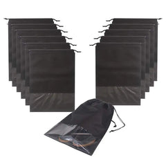 AUAU-12PCS Travel Shoe Bags Waterproof Non-Woven storage With Rope - X-Large