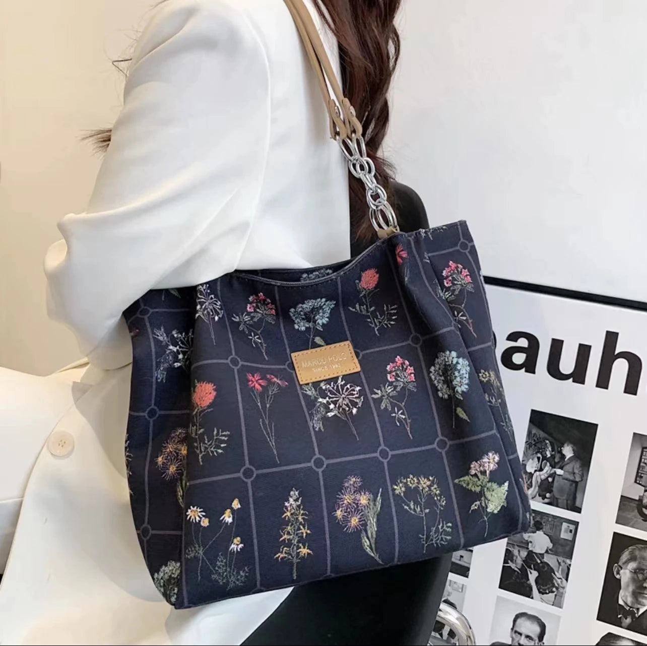 Large Capacity Floral Pattern Tote Bag for Women