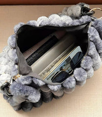 Gradient Plush Shoulder Bag Large Capacity Handbag