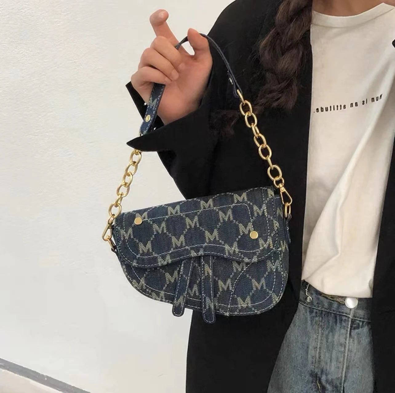 Vintage Women Shoulder Bag Casual Denim Crossbody Bag