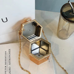 Mini Silver Metal Handbag Cigarette Case Purse Chain Shoulder Crossbody Bag