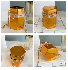 Mini Silver Metal Handbag Cigarette Case Purse Chain Shoulder Crossbody Bag