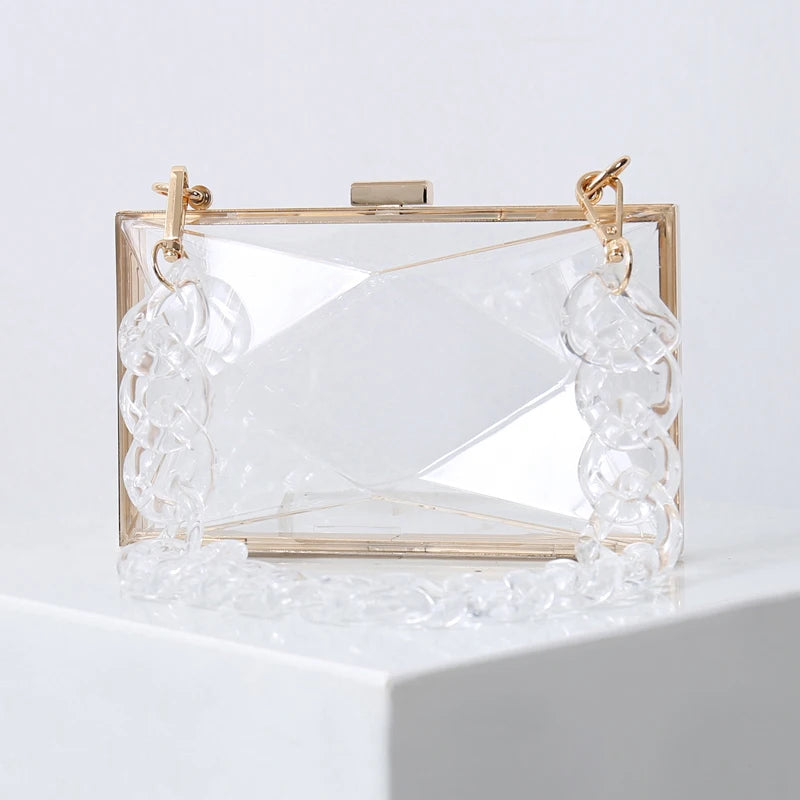 Clear Acrylic Clutch Bag for Wedding Diamond Purses