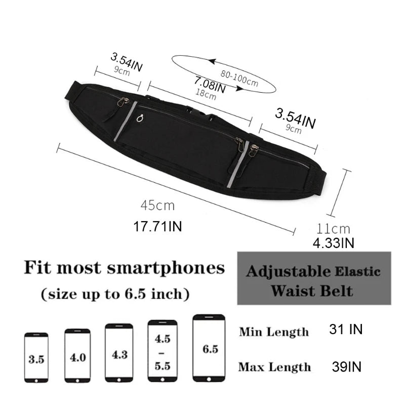 Adjustable Running Pouch Waist Bag Phone Holder Fanny Pack