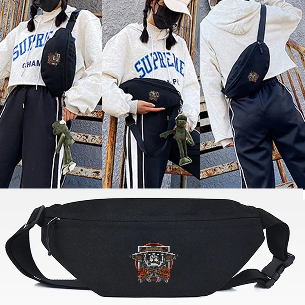 Adult Cat Print Waist Bag Shoulder Bag Sport Chest Bag