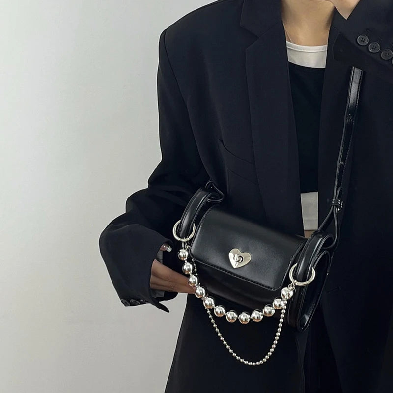 Polyester Barrel Shaped Beaded Chain Shoulder Bag