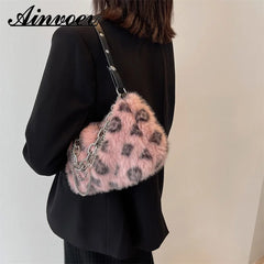 Plush Shoulder Bag Fluffy Faux Fur Crossbody Chain Handbags