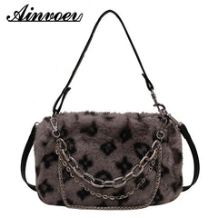 Plush Shoulder Bag Fluffy Faux Fur Crossbody Chain Handbags