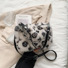 Plush Shoulder Bag Fluffy Faux Fur Crossbody Chain Handbags