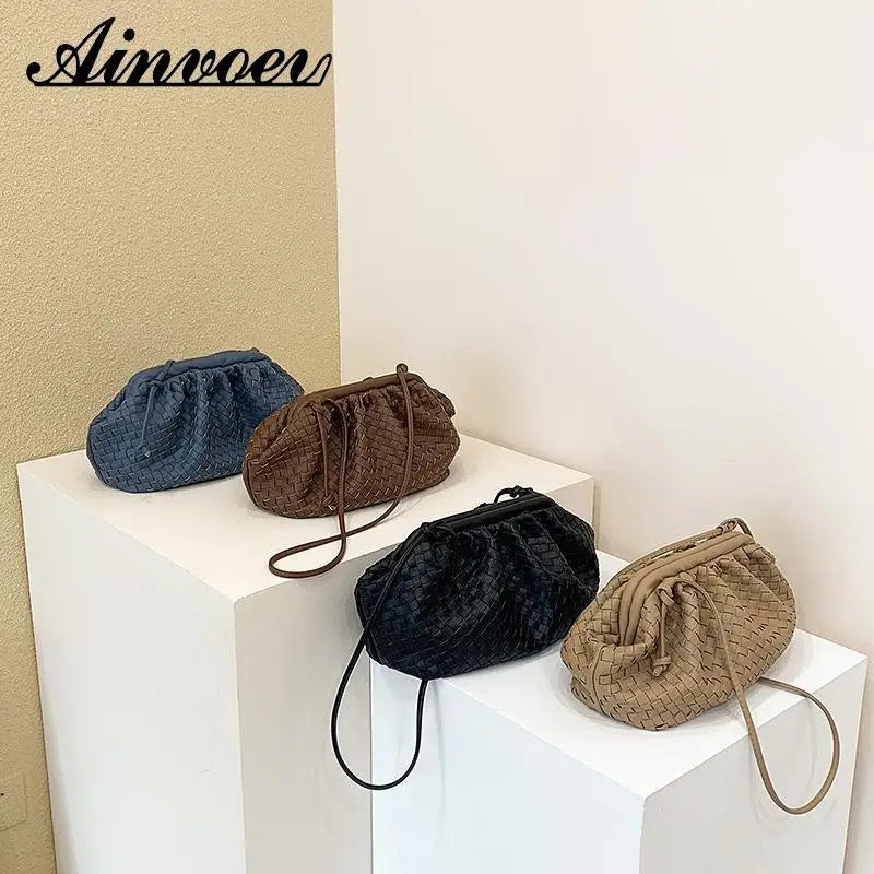 Retro Woven Cloud Female Crossbody Shoulder Bags For Women