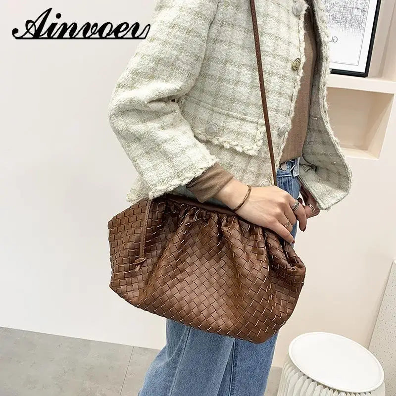 Retro Woven Cloud Female Crossbody Shoulder Bags For Women