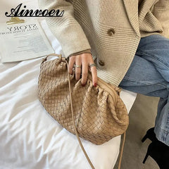 Retro Woven Cloud Female Crossbody Shoulder Bags For Women