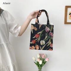 Vintage Canvas Handbag Women Shoulder Mini Casual Tote Bags