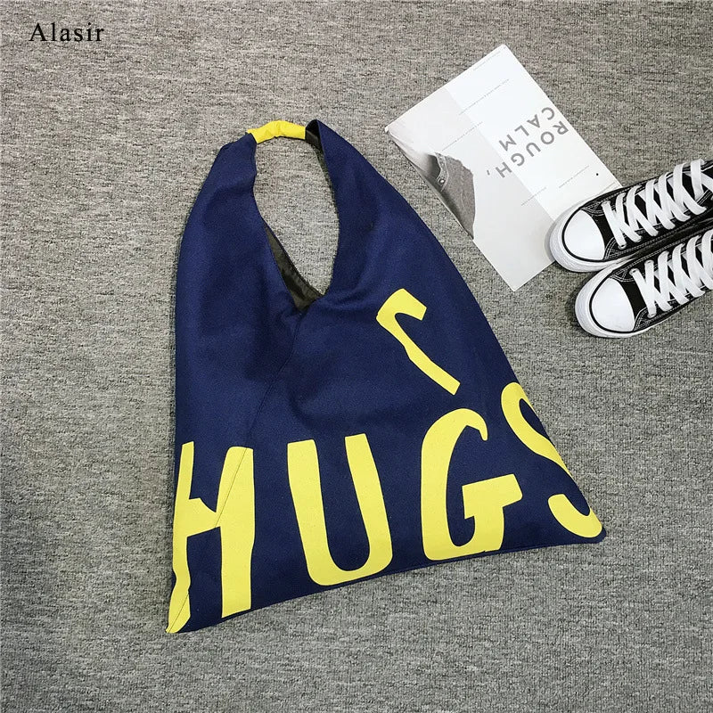 Letter Shoulder Bag Art Canvas Tote Bag Women Handbags