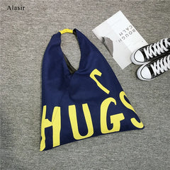 Letter Shoulder Bag Art Canvas Tote Bag Women Handbags