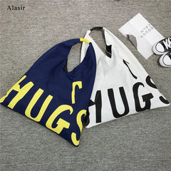 Letter Shoulder Bag Art Canvas Tote Bag Women Handbags
