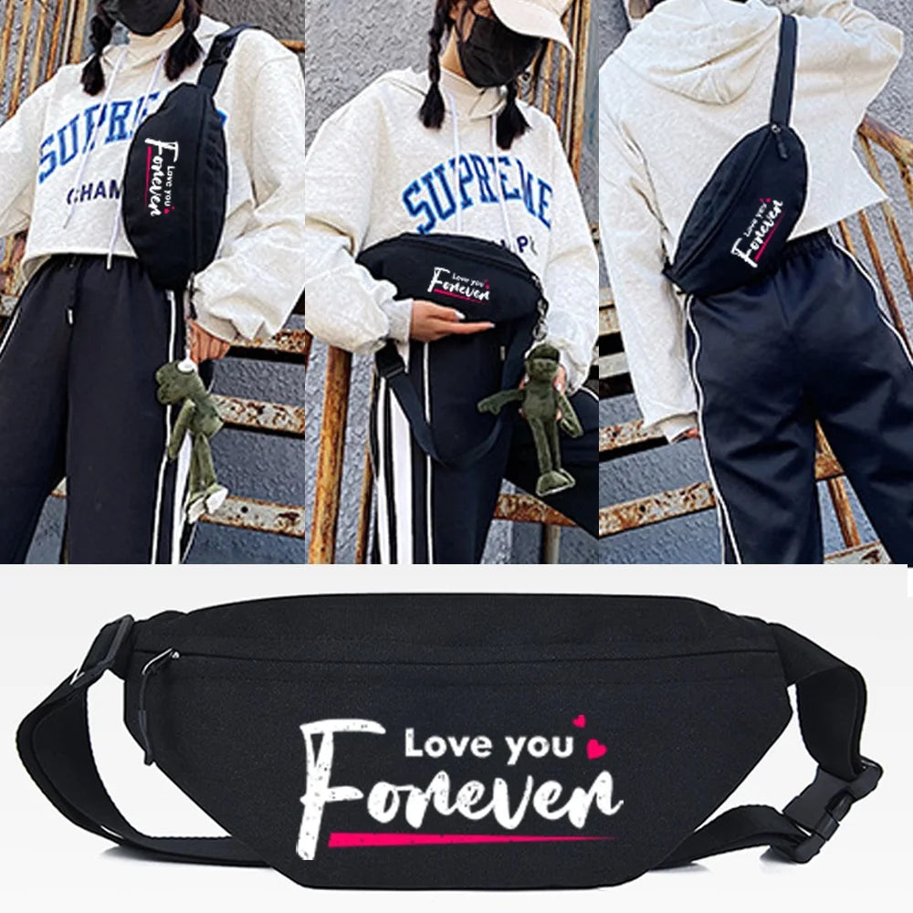 Letter Print Waist Bag Large Capacity Crossbody Bag Unisex Belt Bag
