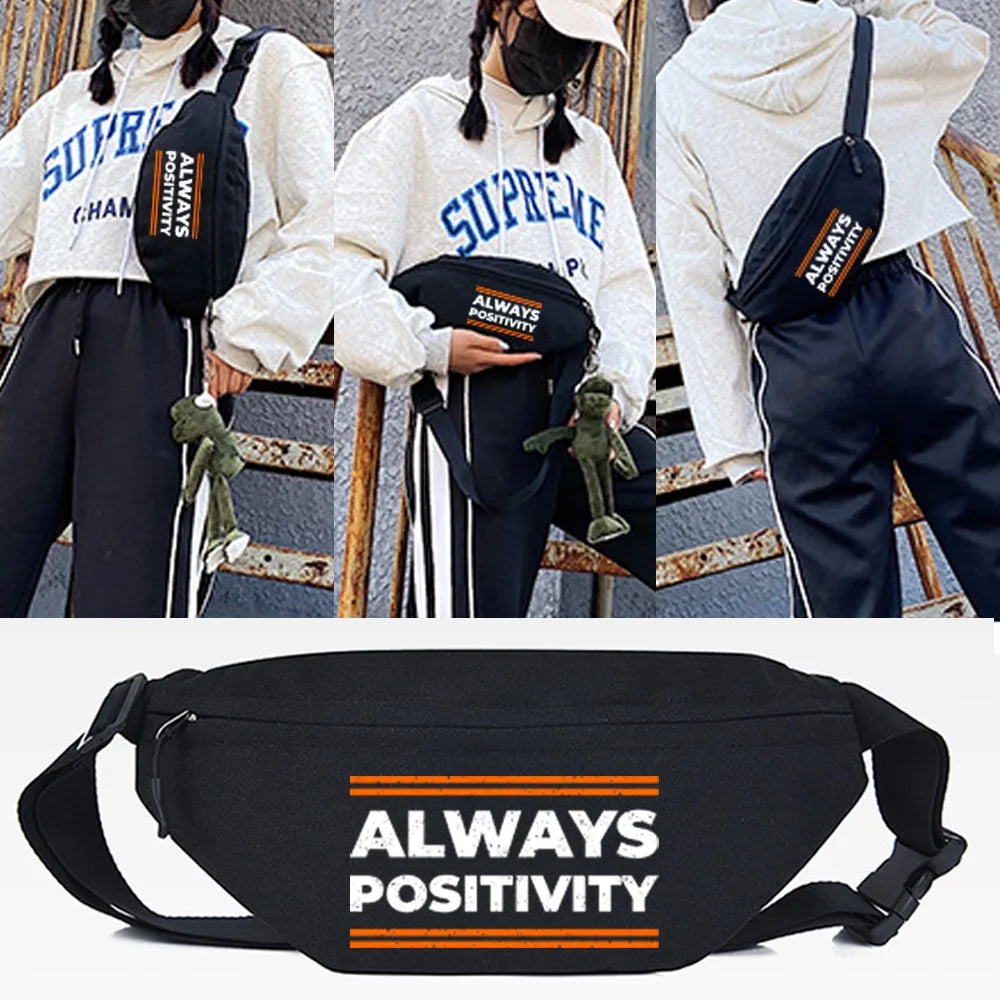 Letter Print Waist Bag Large Capacity Crossbody Bag Unisex Belt Bag