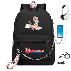 Cardcaptor Sakura Nylon Backpack Schoolbag USB Charge Teenger Travel Laptop Bag
