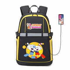Anime Cuphead USB Backpack Student Schoolbag Travel Laptop Bag