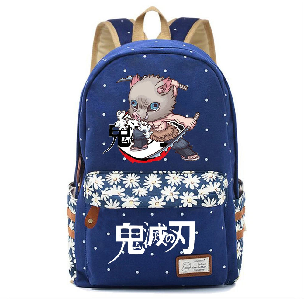 Anime Demon Slayer Canvas Backpack Student Schoolbag Teenger Travel Laptop Bag