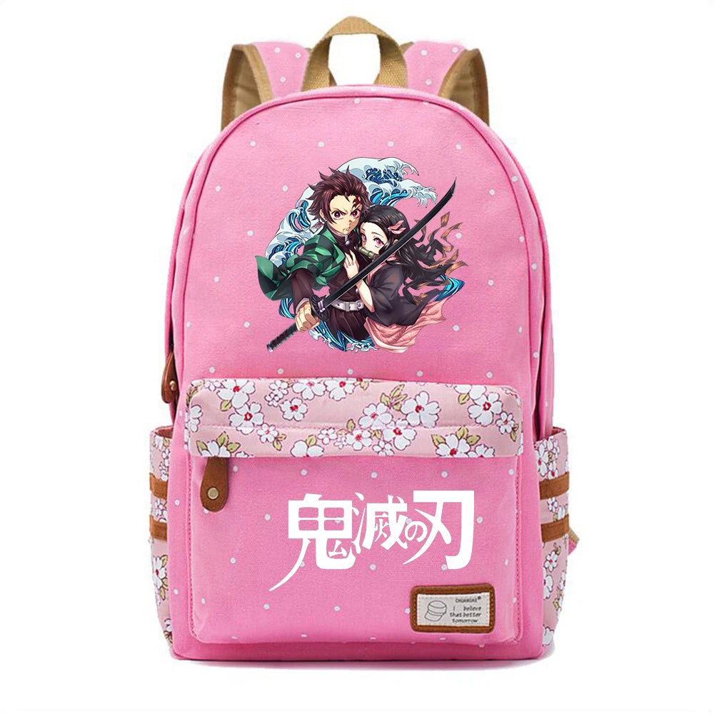 Anime Demon Slayer Canvas Backpack Student Schoolbag Teenger Travel Laptop Bag