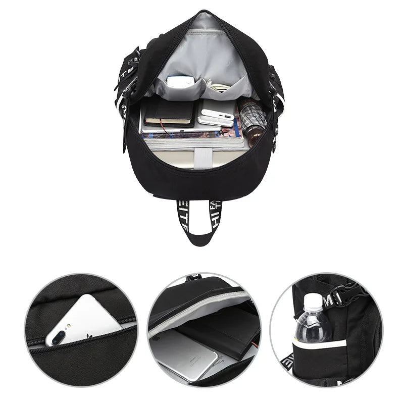 Demon Slayer Kamado Nezuko USB Backpack Bag School Bags Cosplay Men Student