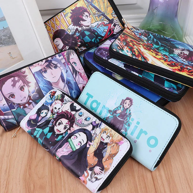 Demon Slayer Nezuko Tanjirou Zipper Wallet Long PU Leather Clutch