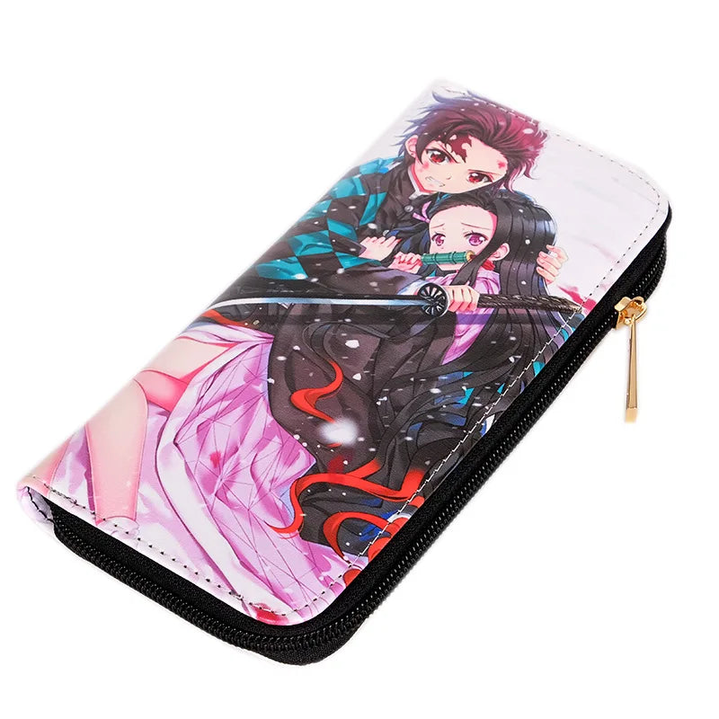 Demon Slayer Nezuko Tanjirou Zipper Wallet Long PU Leather Clutch