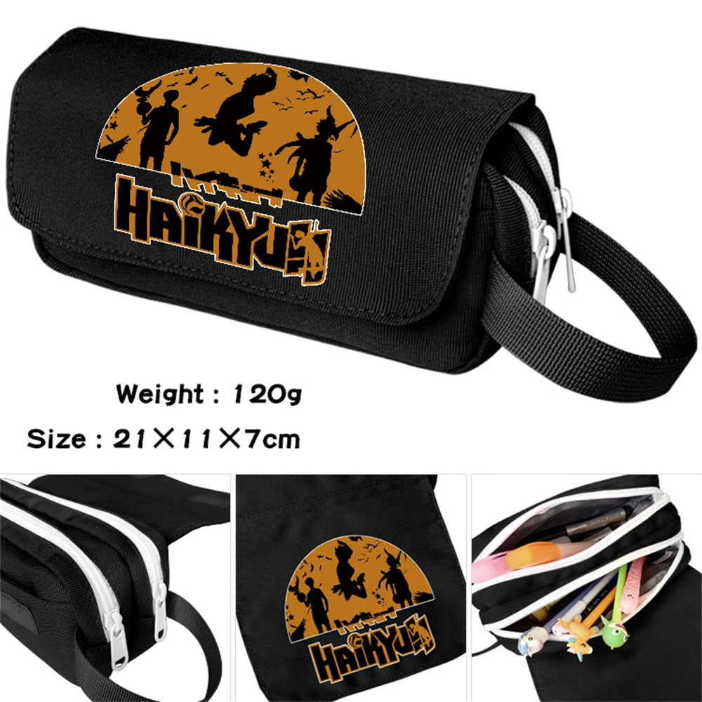 Anime Haikyuu Cartoon Pencil Case Zipper Pen Cosmetic Stationery Bag