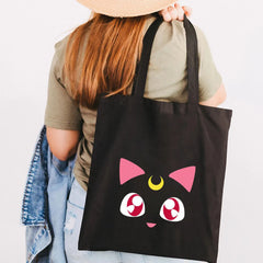 Anime Pink Cartoon Girl Moon Women Canvas Shoulder Bags Harajuku Handbags