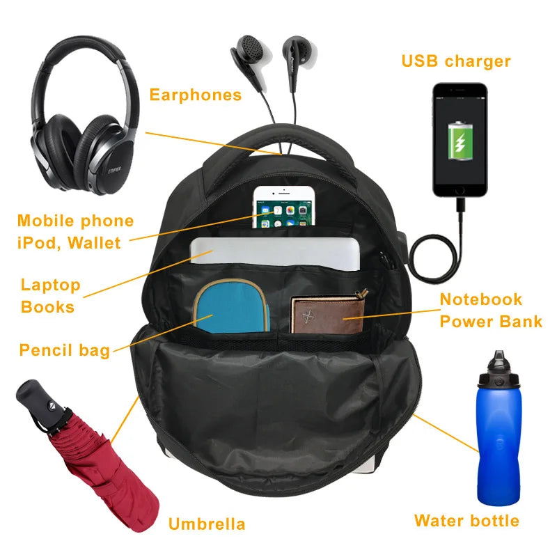 SK8 The Infinity Backpack Boy Girl School Bag USB Charging Teenager Travel