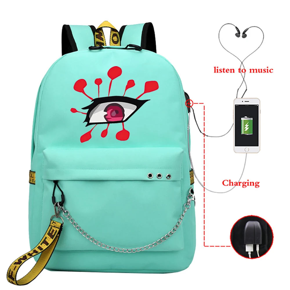 Demon Slayer Uzui Eyes Backpack School Bag Kimetsu No Yaiba