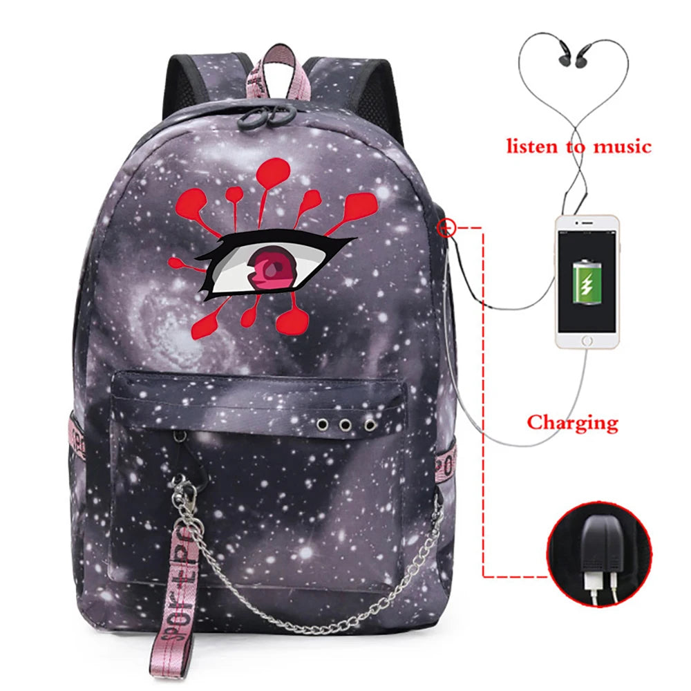 Demon Slayer Uzui Eyes Backpack School Bag Kimetsu No Yaiba