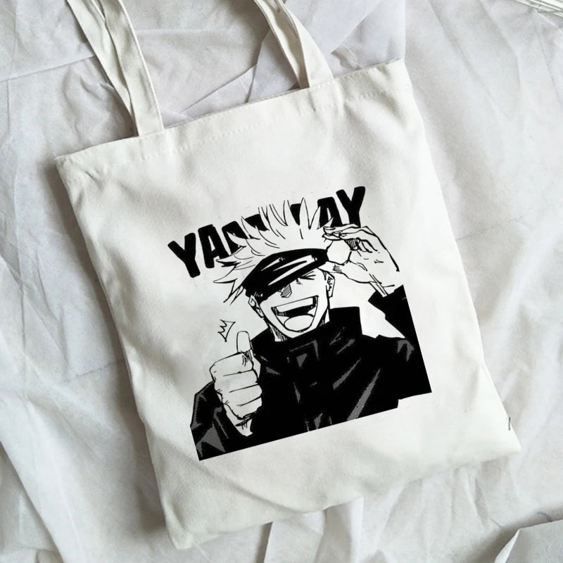 Jujutsu Kaisen Anime Women Canvas Tote Bag Harajuku Shopping Handbag