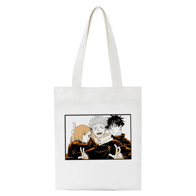 Jujutsu Kaisen Anime Women Canvas Tote Bag Harajuku Shopping Handbag