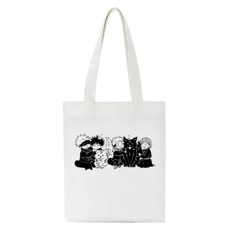 Jujutsu Kaisen Anime Women Canvas Tote Bag Harajuku Shopping Handbag