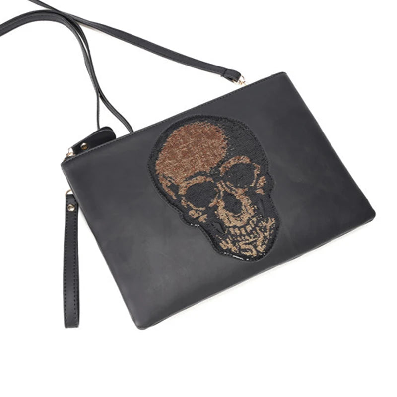 Women Shoulder Bag Pu Leather Crossbody Bag Punk Style Skull Handbag